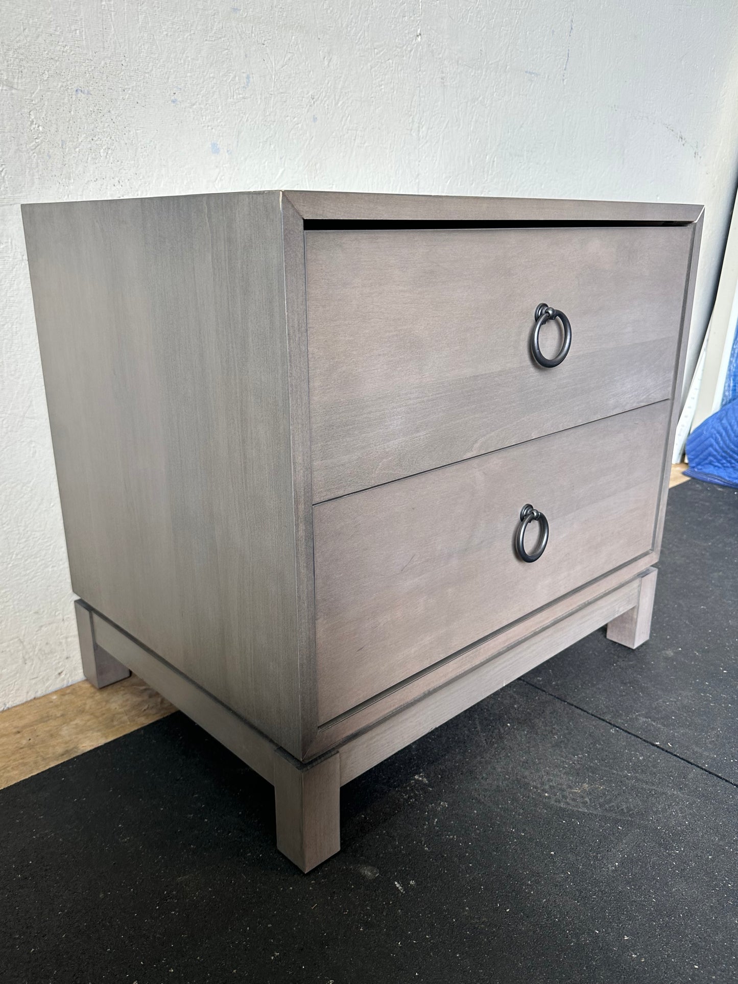 Grey Wash Side Table End Table Soft Close Drawers #0458