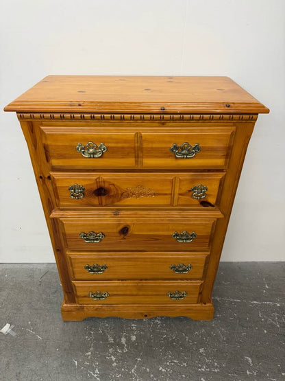 Honey Pine Tallboy Chest of Drawers