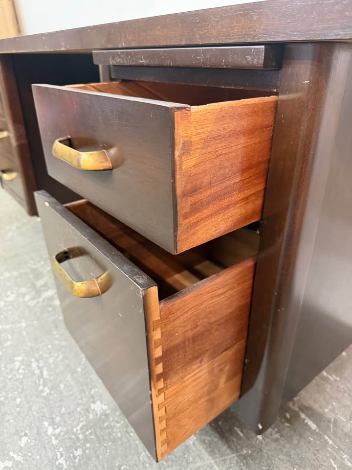 Vintage Wooden Double Pedestal Executive Desk
