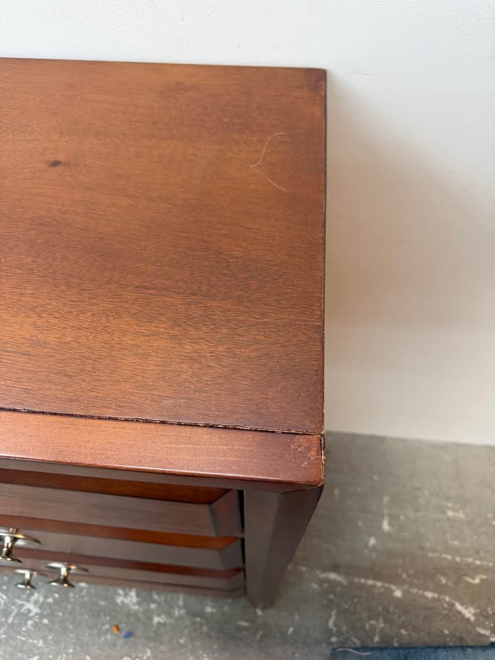 10-Drawer Wood Dresser with Silver Knobs