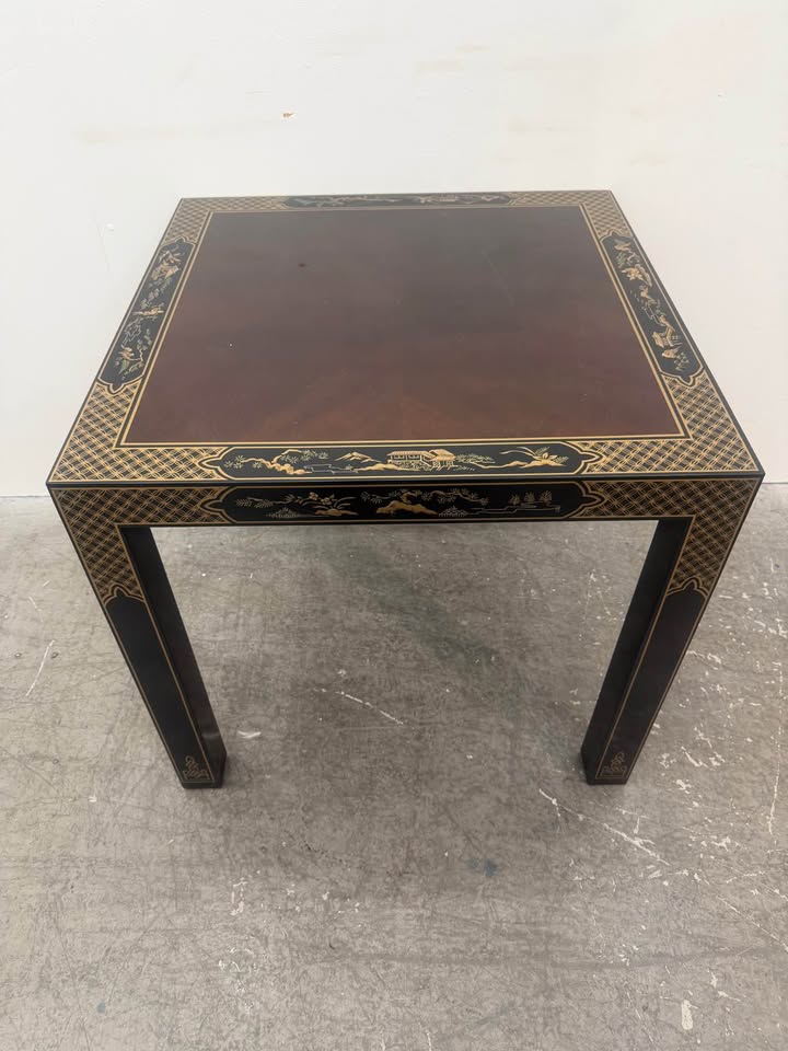 Drexel Furniture Bookmatched Walnut Asian Chinoiserie Table