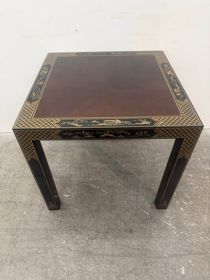 Drexel Furniture Bookmatched Walnut Asian Chinoiserie Table