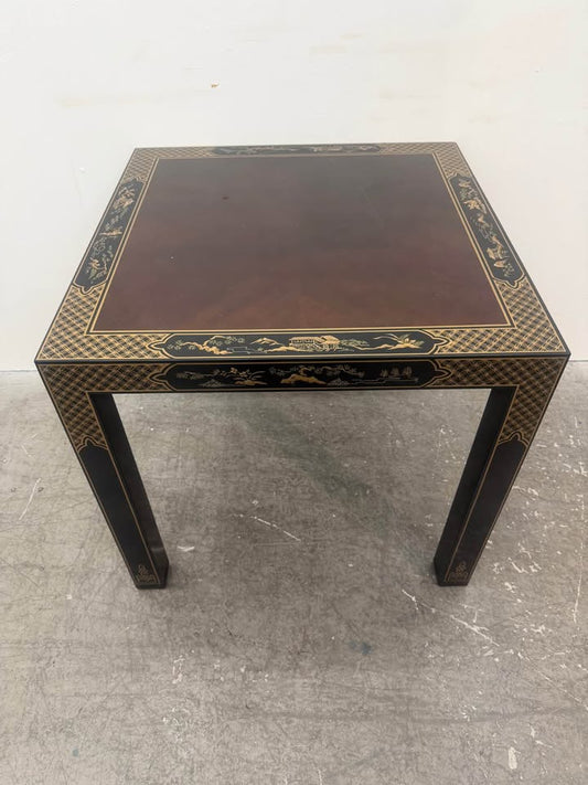 Drexel Furniture Bookmatched Walnut Asian Chinoiserie Table