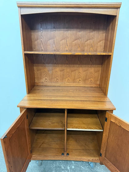 Oak Finish Wooden Hutch Cabinet