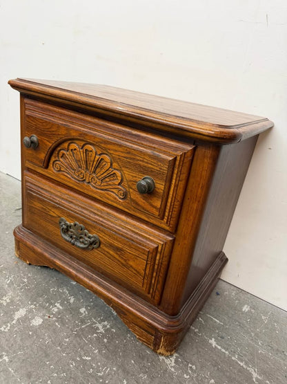 Matching Vintage Oak Bedroom Set: Dresser with Tri-Fold Mirror and Tall Chest