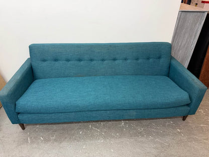 Mid-Century Modern Teal Fabric Sofa #2299