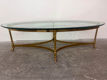 1980s Labarge MCM Brass Base and Oval Glass Top