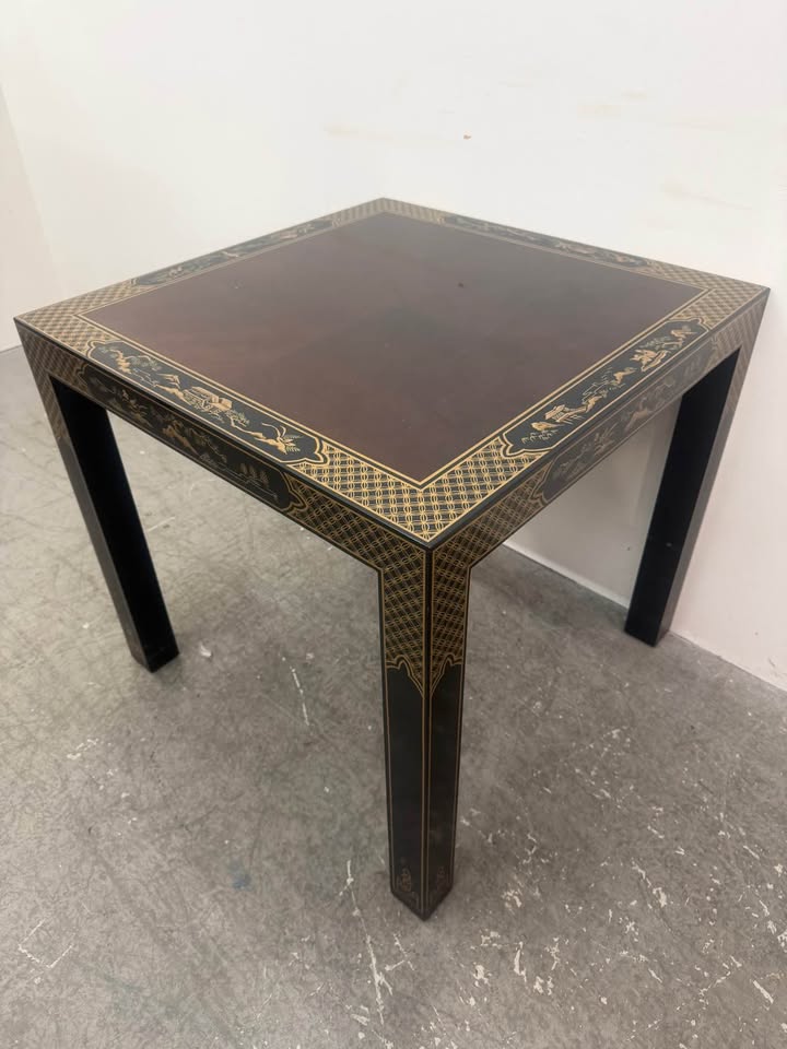 Drexel Furniture Bookmatched Walnut Asian Chinoiserie Table