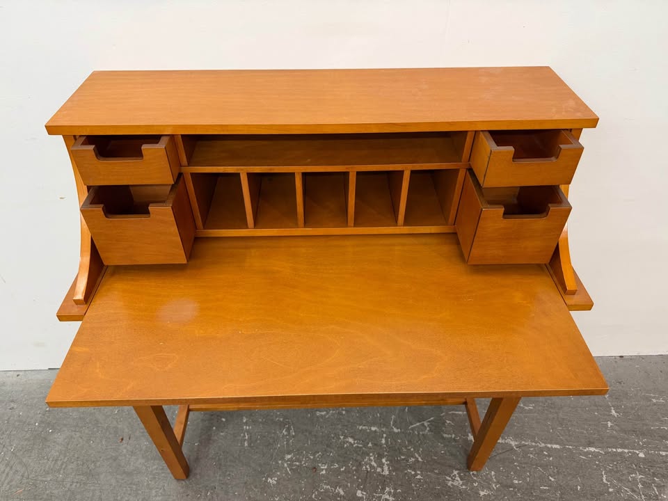 Wooden Secretary Desk with Hutch