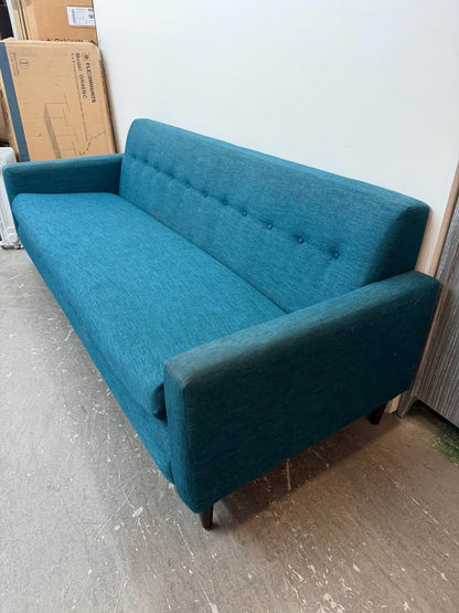 Mid-Century Modern Teal Fabric Sofa #2299