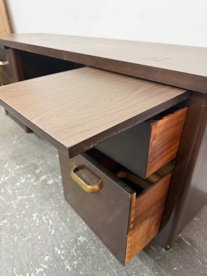 Vintage Wooden Double Pedestal Executive Desk