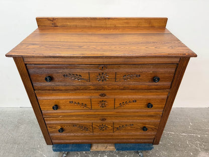 Antique Carved Wood 3-Drawer Dresser