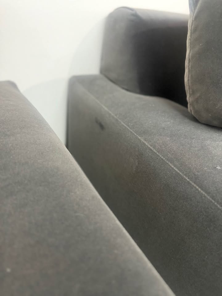 Pair of Rowe Furniture Grey Suede Armchairs