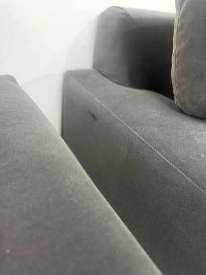 Pair of Rowe Furniture Grey Suede Armchairs
