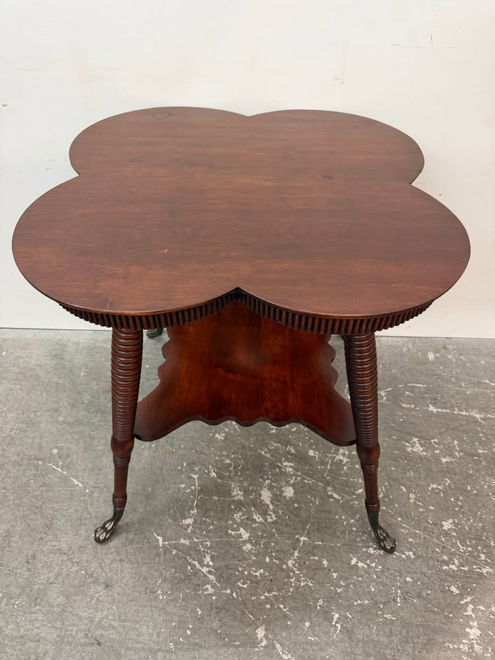 Antique Mahogany Clover Top Side Table