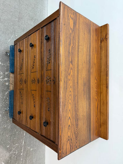 Antique Carved Wood 3-Drawer Dresser