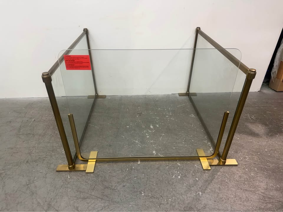3 Piece Brass /Glass Fireplace Screen
