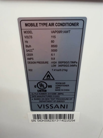 Vissani 8500 BTU Mobile type Air Conditioner
