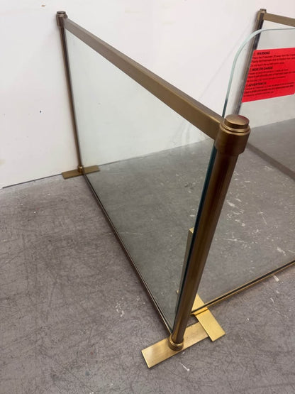 3 Piece Brass /Glass Fireplace Screen