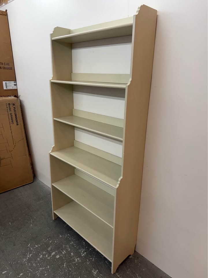 Cream Scalloped Wood Bookcase
