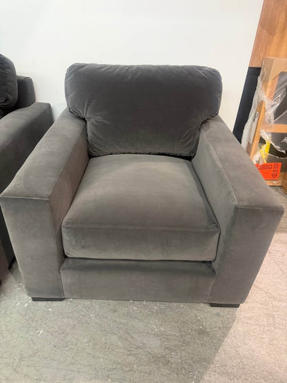 Pair of Rowe Furniture Grey Suede Armchairs