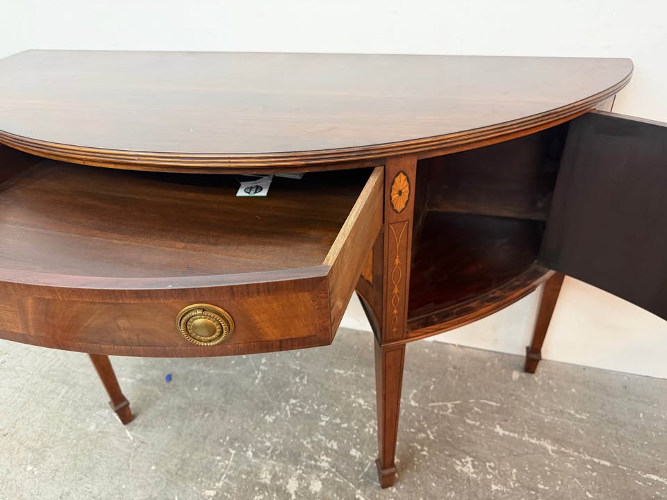 Hepplewhite Style Mahogany Inlaid Demi-Lune Sideboard