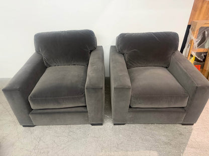 Pair of Rowe Furniture Grey Suede Armchairs