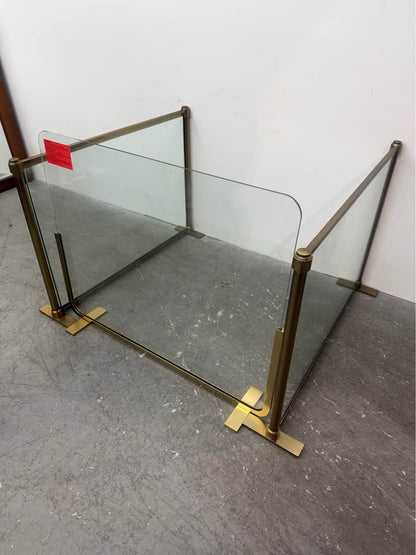 3 Piece Brass /Glass Fireplace Screen
