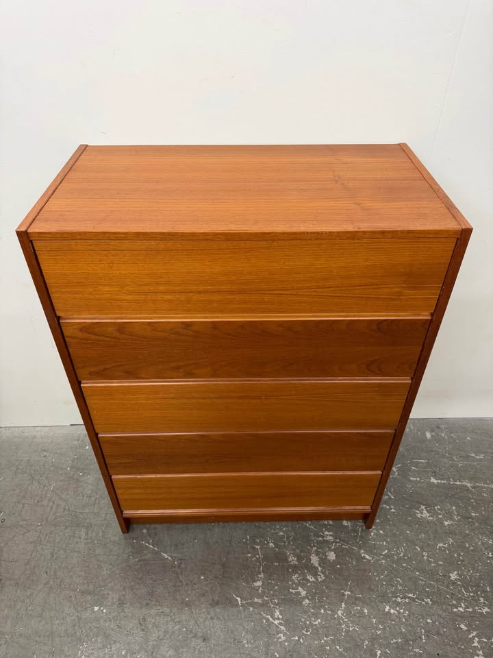2 Piece Mid-Century Modern Teak Highboy/Low Dresser Set