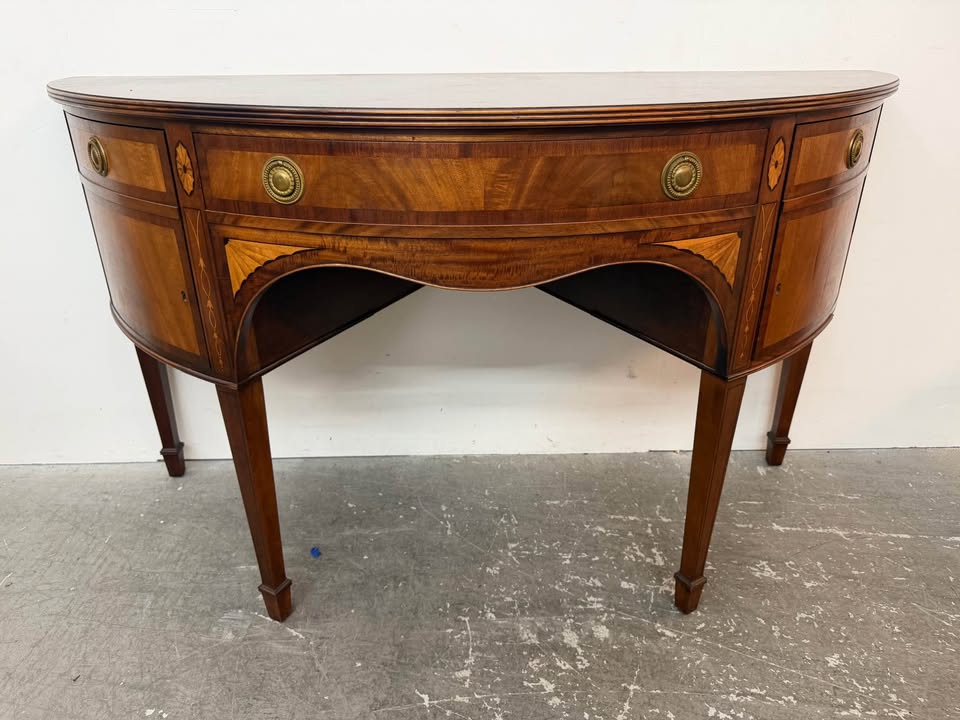 Hepplewhite Style Mahogany Inlaid Demi-Lune Sideboard