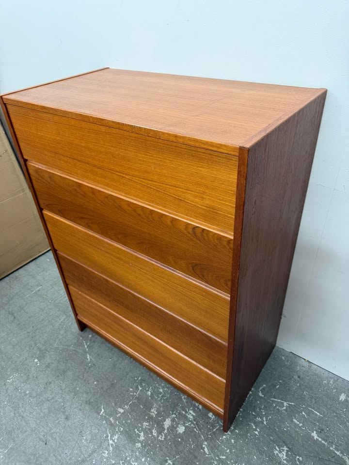 2 Piece Mid-Century Modern Teak Highboy/Low Dresser Set
