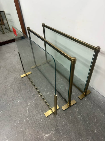3 Piece Brass /Glass Fireplace Screen