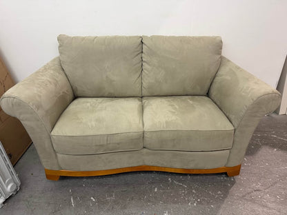 Sage Green Microfiber Loveseat with Wood Base #2312