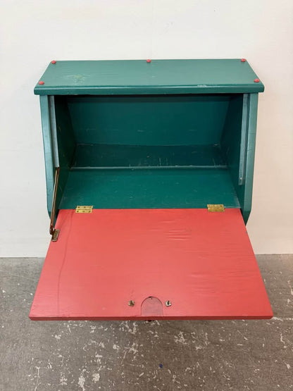 Vintage Green and Red Drop-Front Secretary Desk #2275