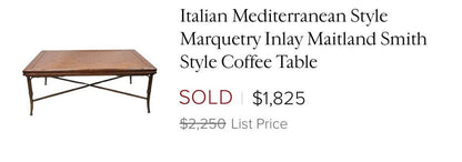 Italian Mediterranean Style Marquetry Inlay Maitland Smith Style Coffee Table #2406