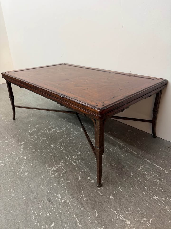 Italian Mediterranean Style Marquetry Inlay Maitland Smith Style Coffee Table #2406