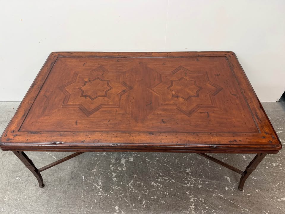 Italian Mediterranean Style Marquetry Inlay Maitland Smith Style Coffee Table #2406