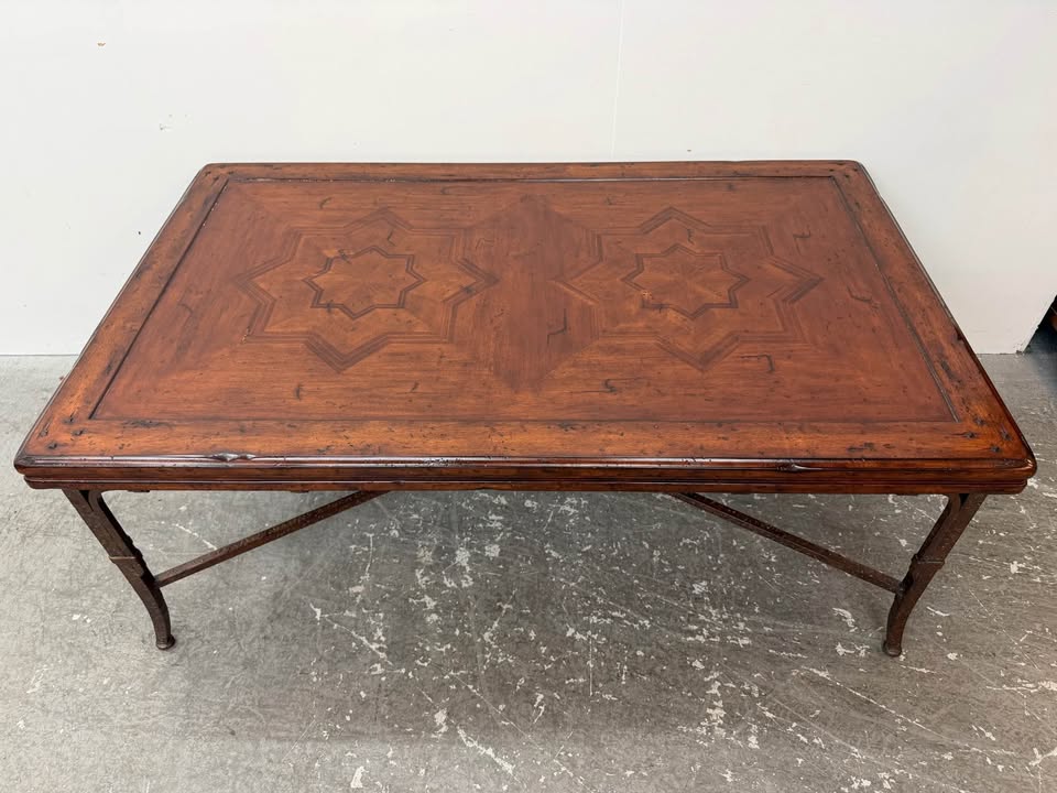 Italian Mediterranean Style Marquetry Inlay Maitland Smith Style Coffee Table #2406