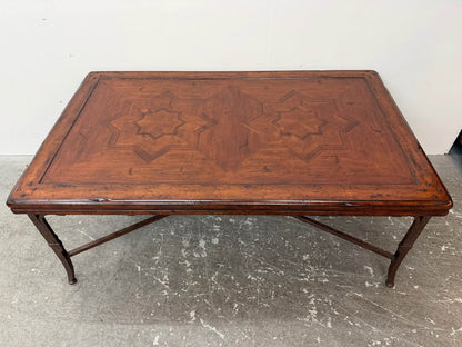 Italian Mediterranean Style Marquetry Inlay Maitland Smith Style Coffee Table #2406