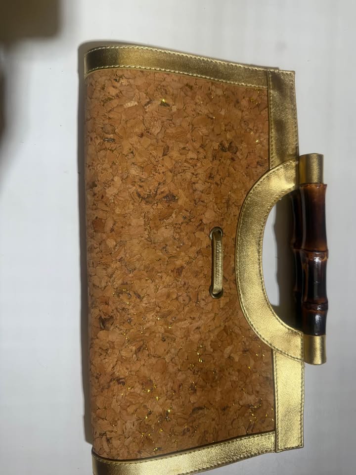 Hobo Cork Bamboo Gold Clutch