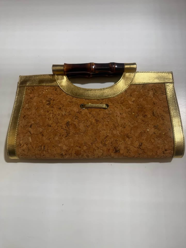 Hobo Cork Bamboo Gold Clutch
