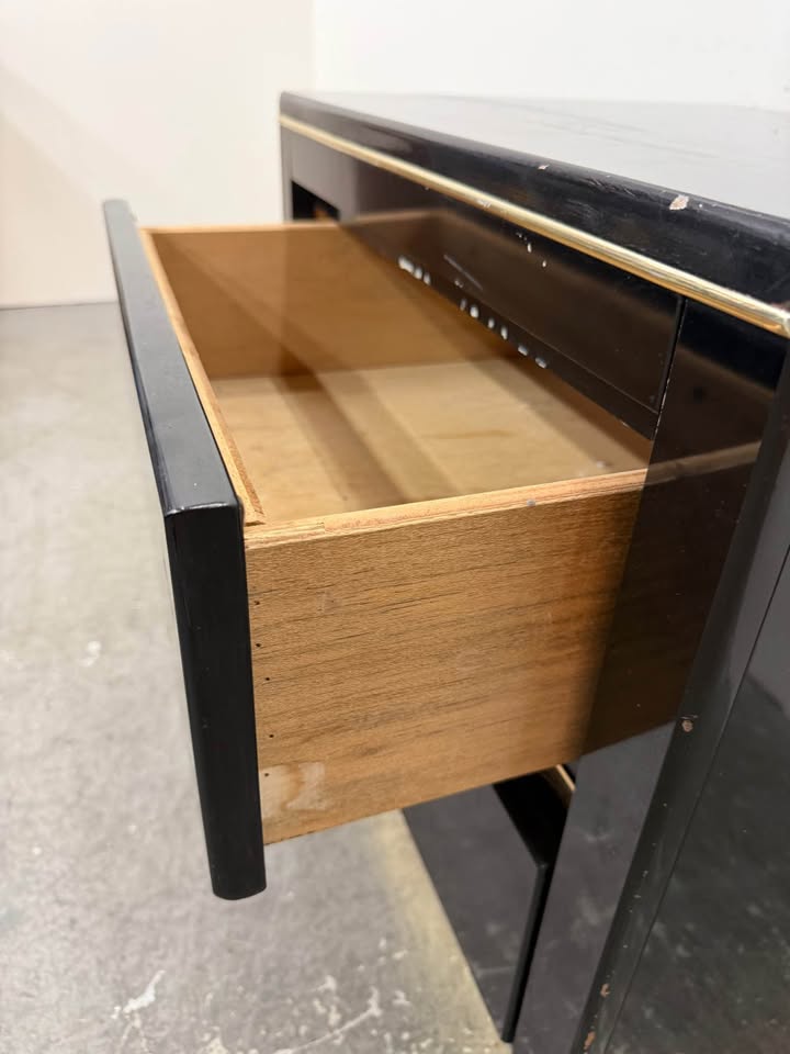 Black and Gold 2-Drawer Nightstand