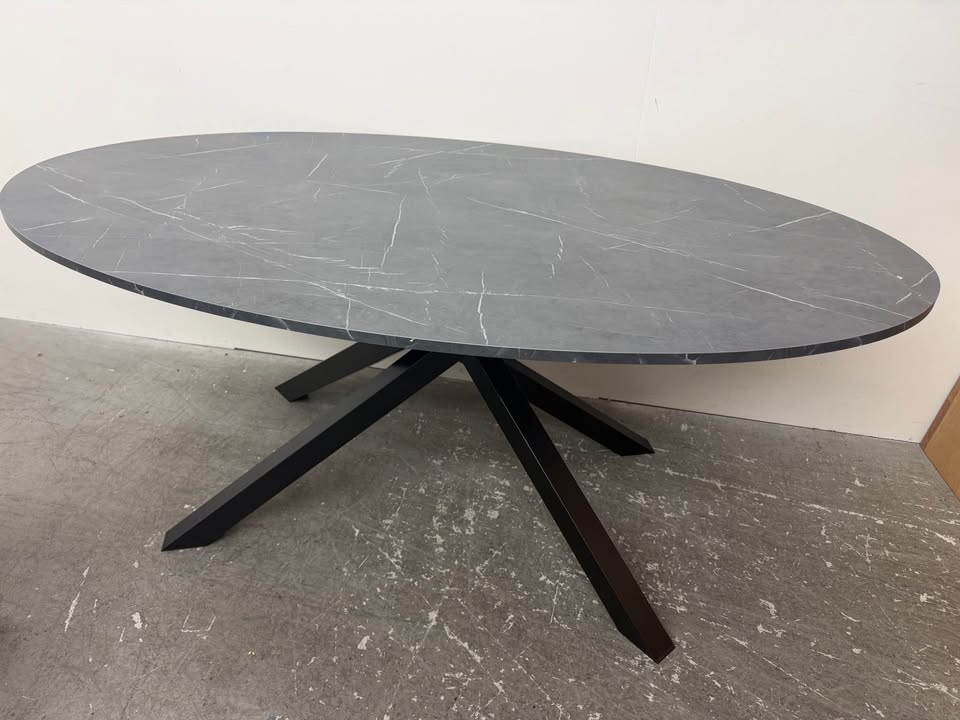 Modern Oval Faux Marble Dining Table with 5 Chairs #2424