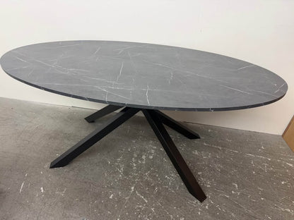 Modern Oval Faux Marble Dining Table with 5 Chairs #2424