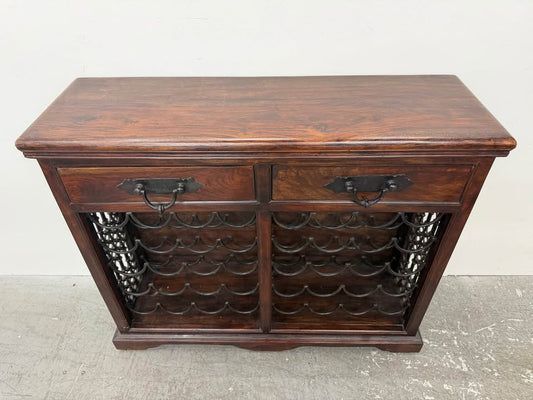 Rustic Wood and Iron Wine Rack Cabinet #2426