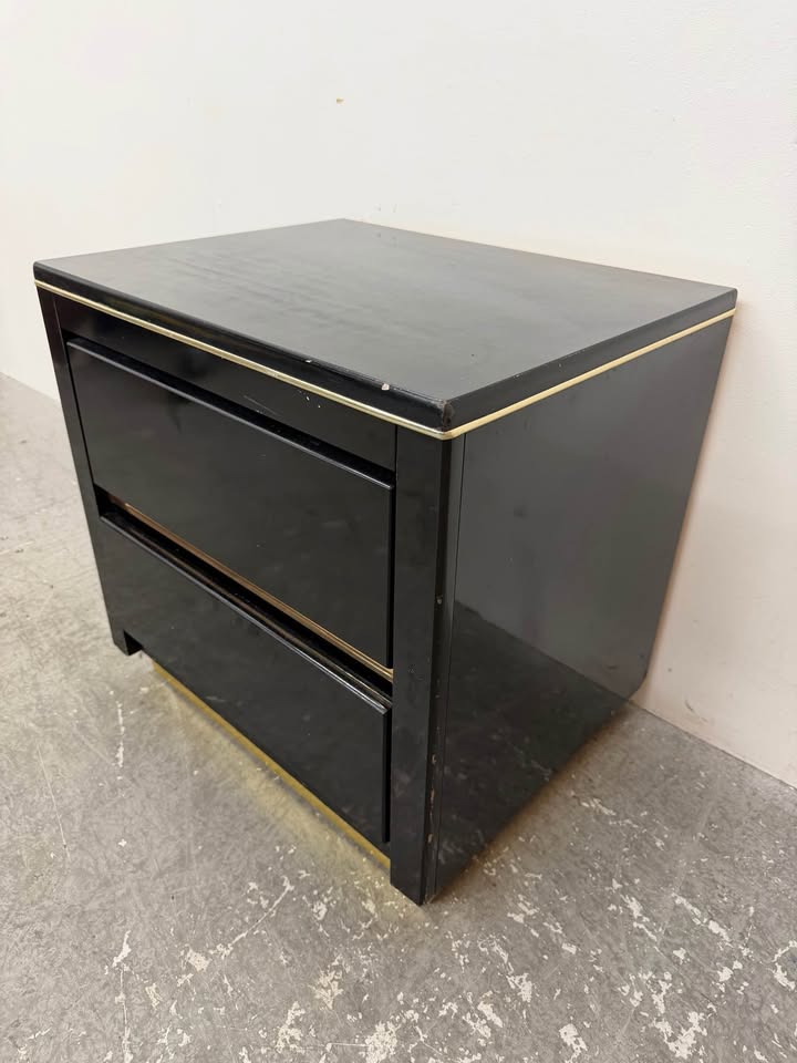 Black and Gold 2-Drawer Nightstand