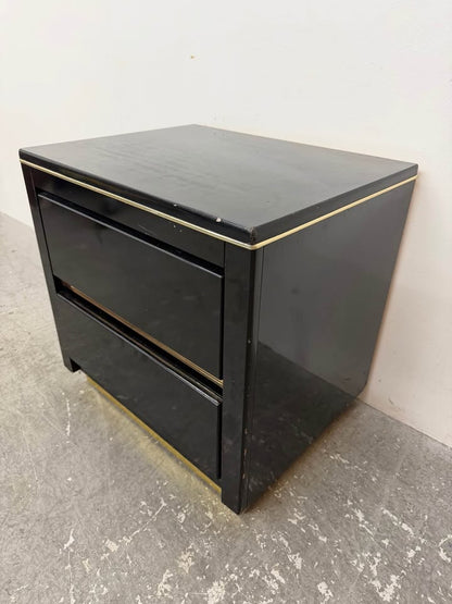 Black and Gold 2-Drawer Nightstand