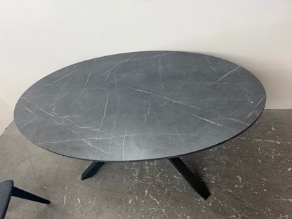 Modern Oval Faux Marble Dining Table with 5 Chairs #2424
