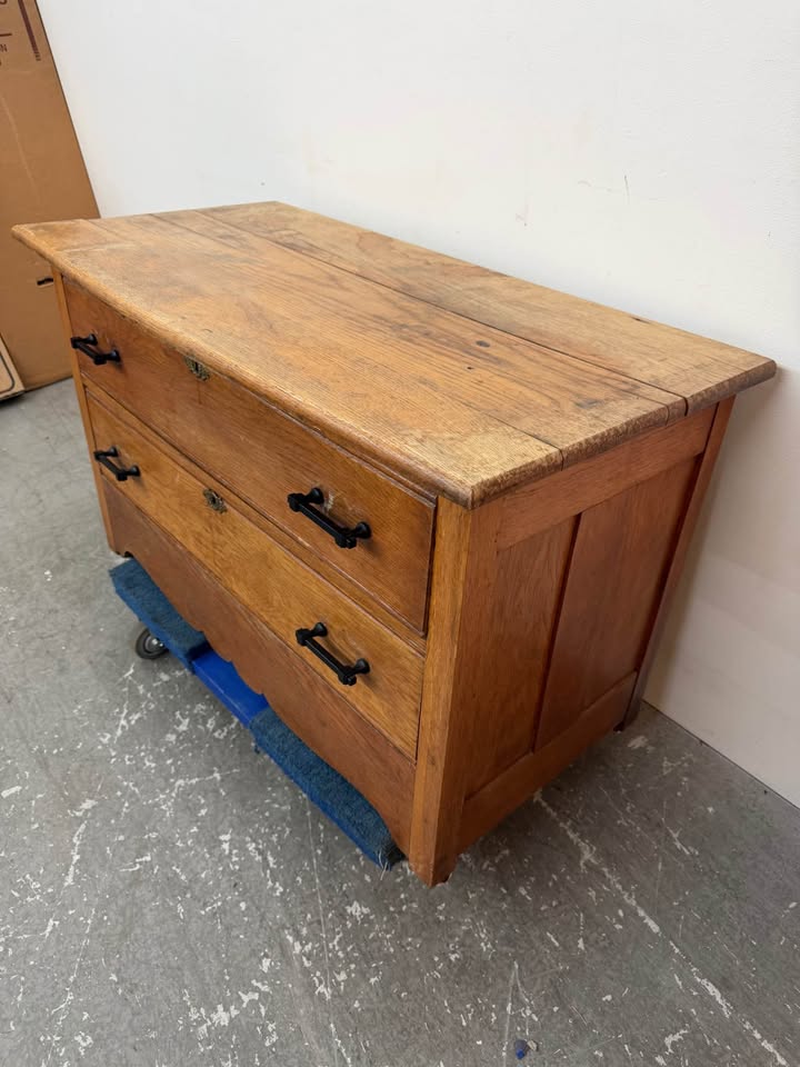 Vintage Oak Two-Drawer Dresser #2344