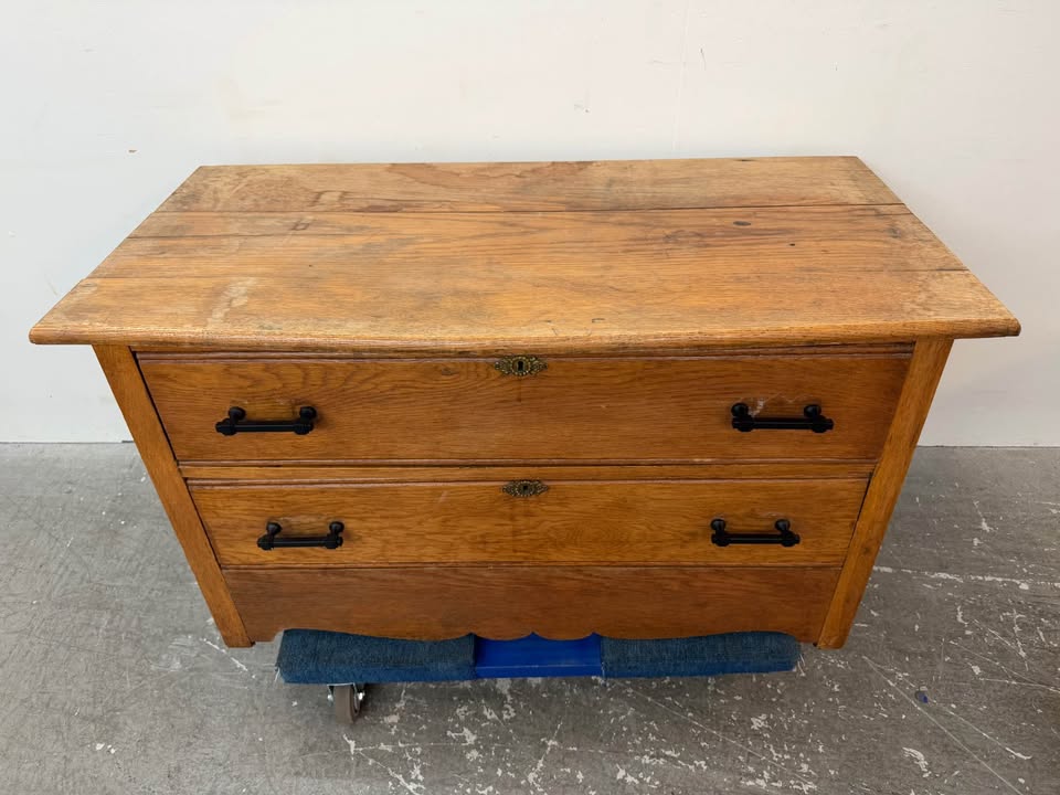 Vintage Oak Two-Drawer Dresser #2344